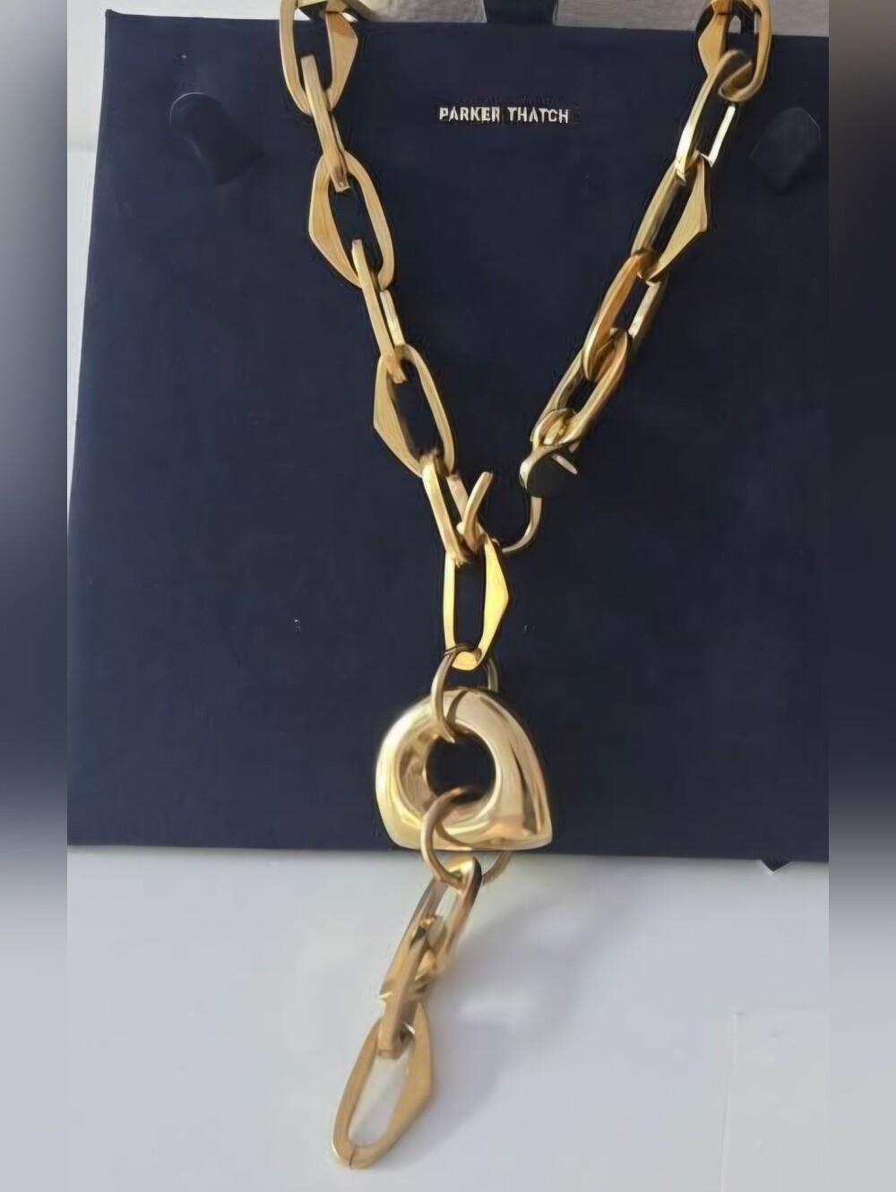 NWT Parker Thatch Brass Link Pebble Necklace